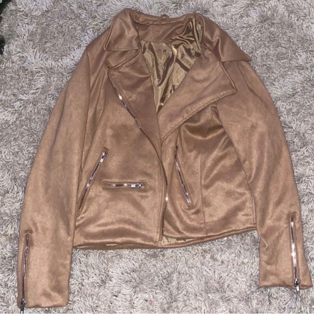 Faux Suede Moto Jacket